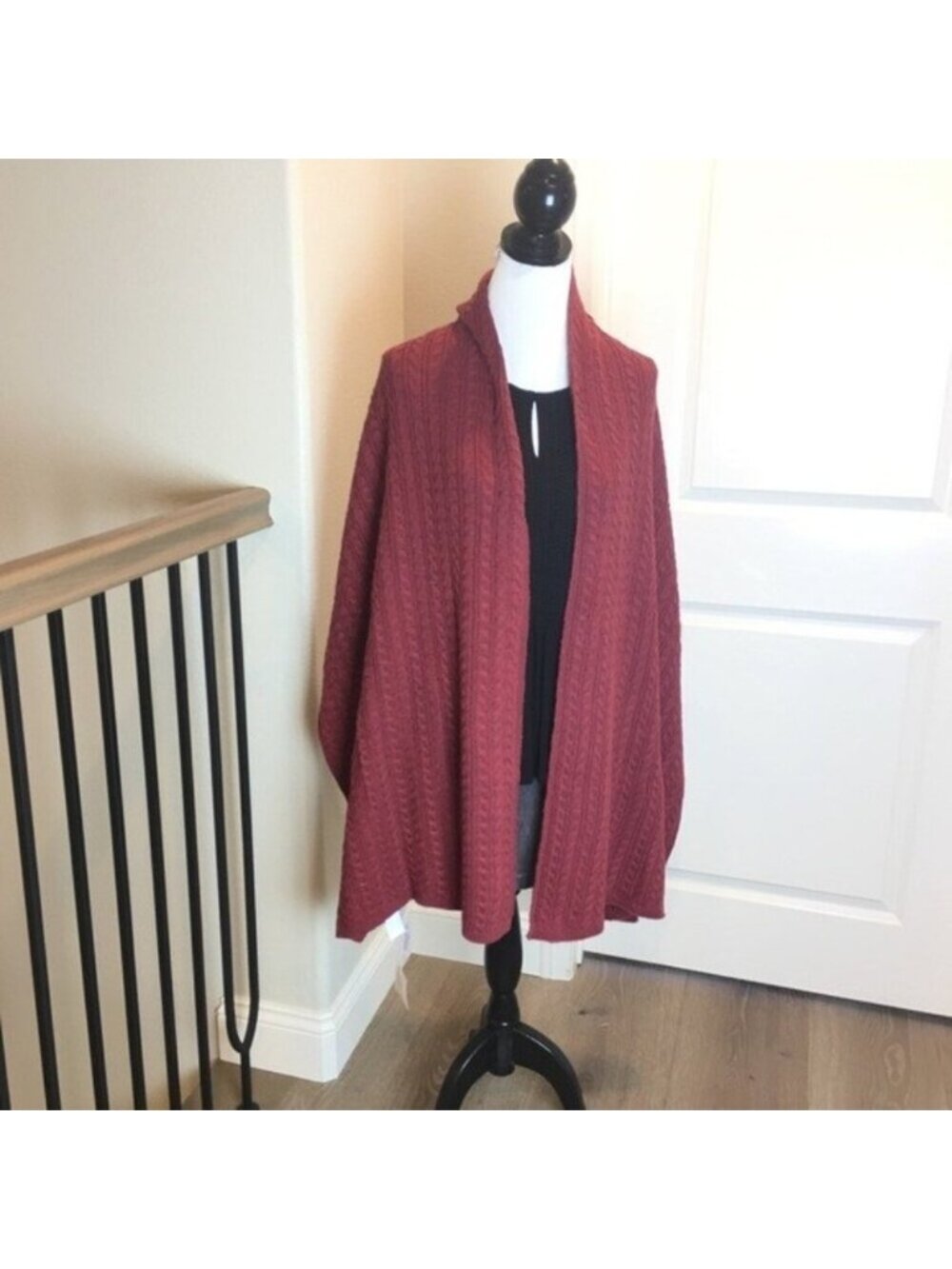 Cable Knit Muffler Blanket Scarf Earthy Rust SIGRID OLSEN 80in New